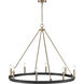 Carruth 8 Light 36 inch Matte Black/Modern Gold Chandelier Ceiling Light